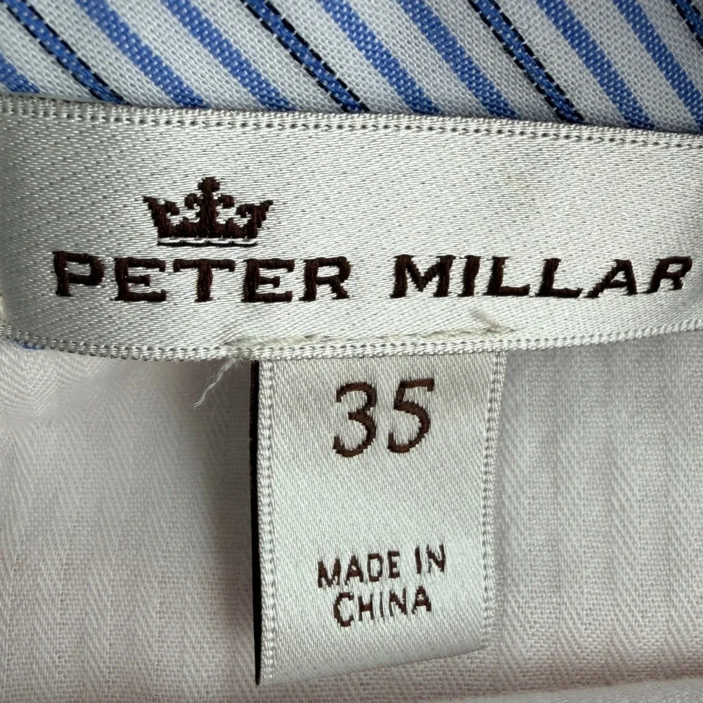Peter Millar Seersucker Shorts Size 35 Pink/Red White Striped Flat Front Mens